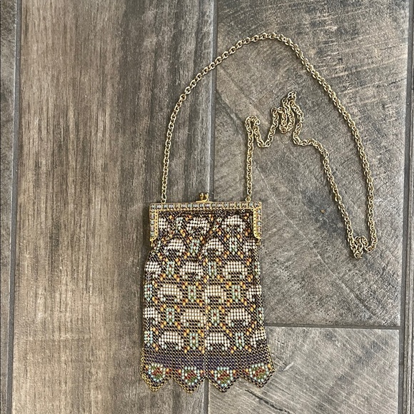 Vintage Gold Mini metal mesh Bag, gold,blue,cream,gray, green,wine & teal. - Picture 2 of 4